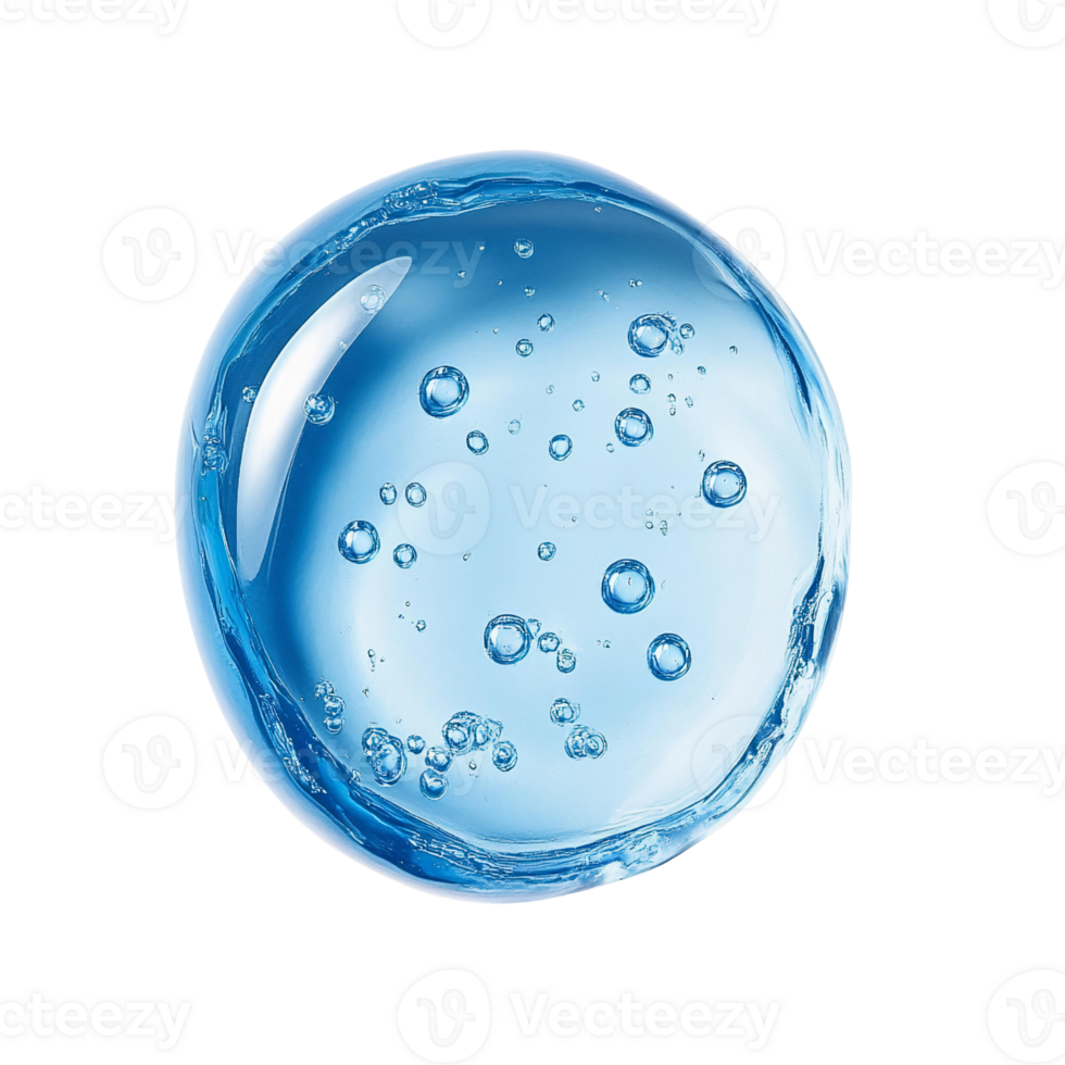 A blue bubble with bubbles floating inside png