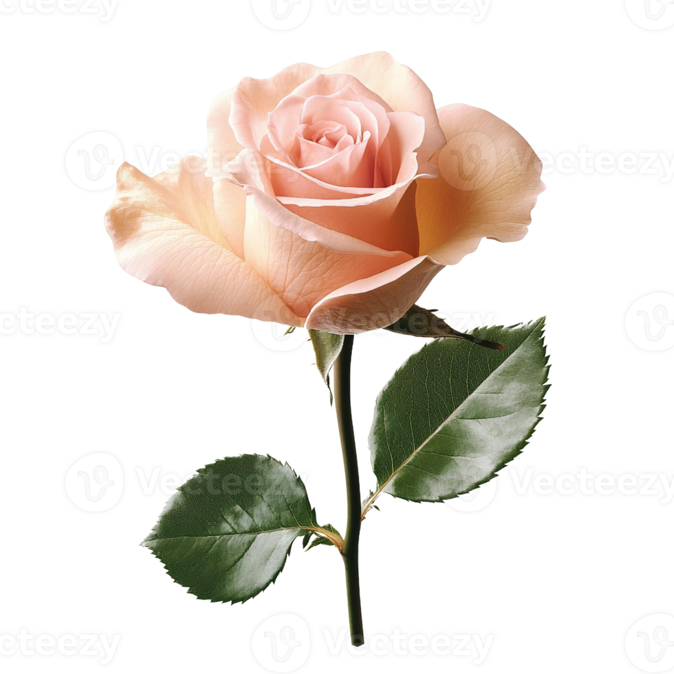 A single peach rose is shown on a black background png