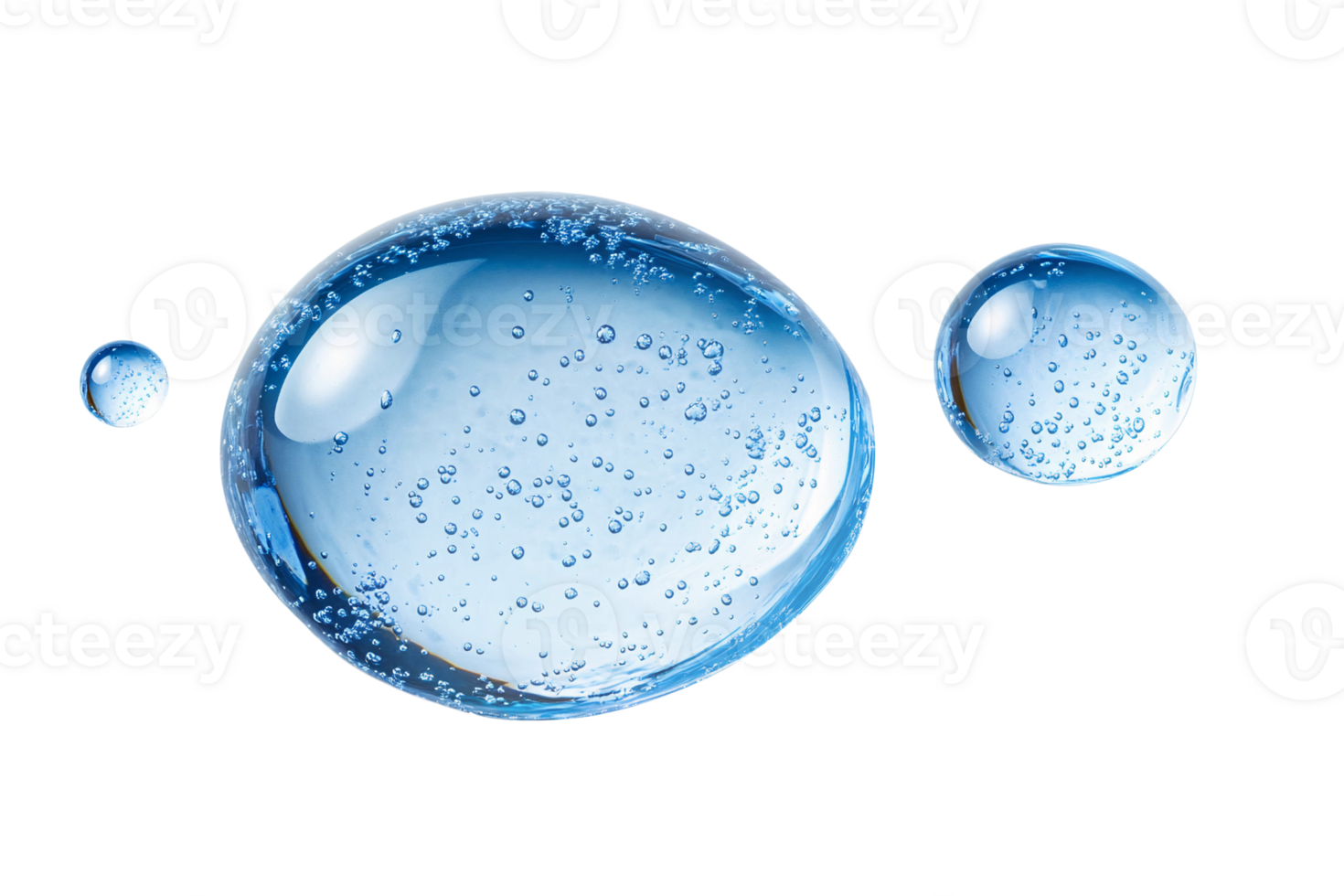 Three blue bubbles on a black background png