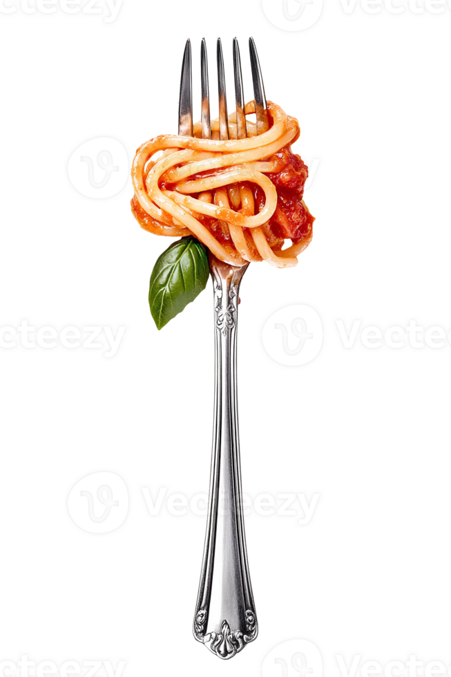 Spaghetti on fork isolated on black background png