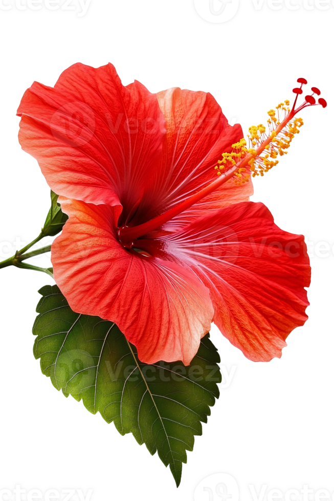 A red flower with green leaves on a black background png