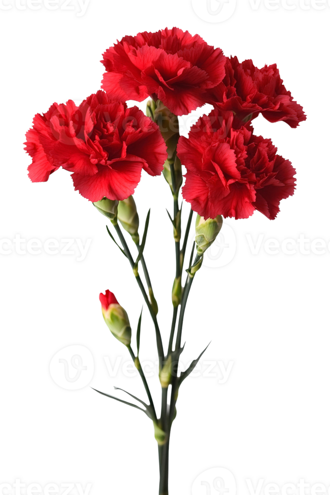 Red carnations are in a vase on a black background png