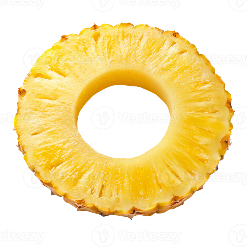 A round pineapple slice on a black background png