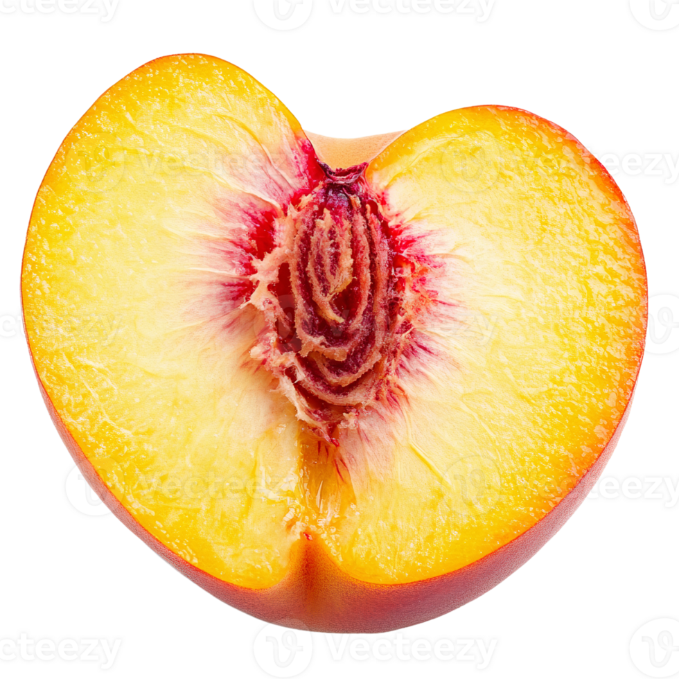 A peach half cut in half png