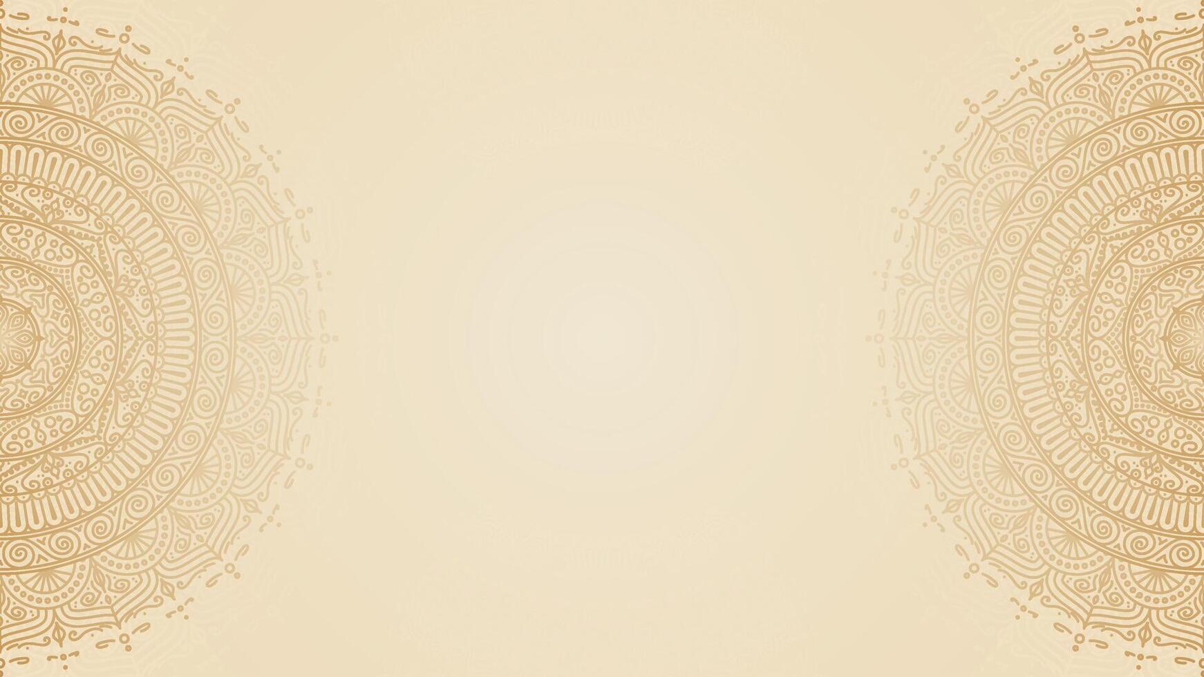 Traditional Intricate Mandala Design with Circular Motif And Golden Brown Elements on Clean Beige Background vector