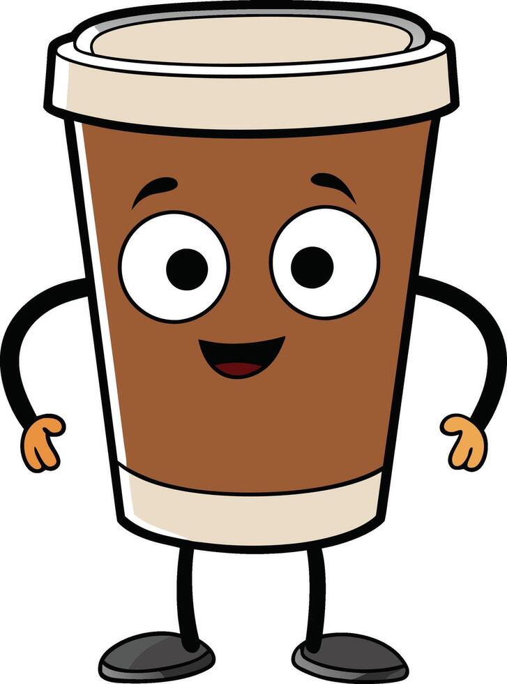 A cartoon coffee cup with arms and legs vector