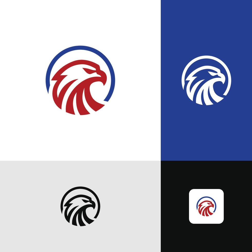 Round Eagle Head Logo Design Modern Simple Minimalist vector