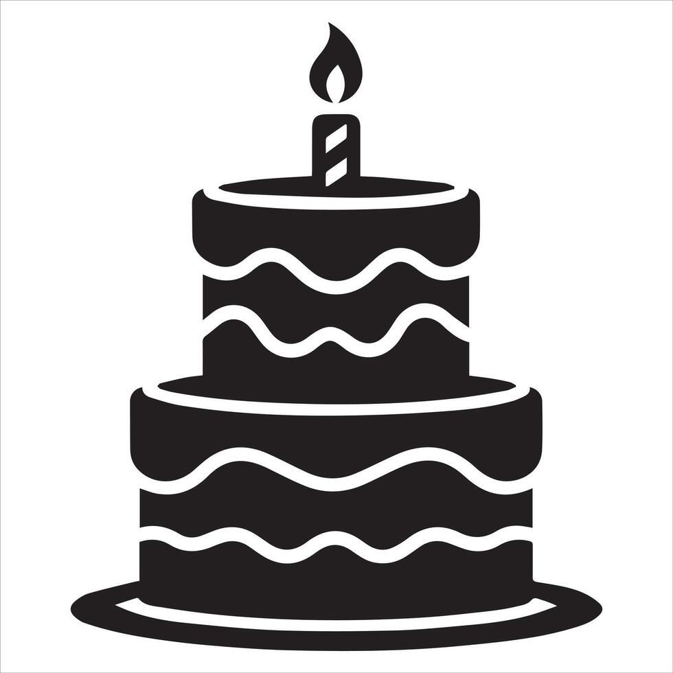 Birthday cake with icon silhouette illustration vector
