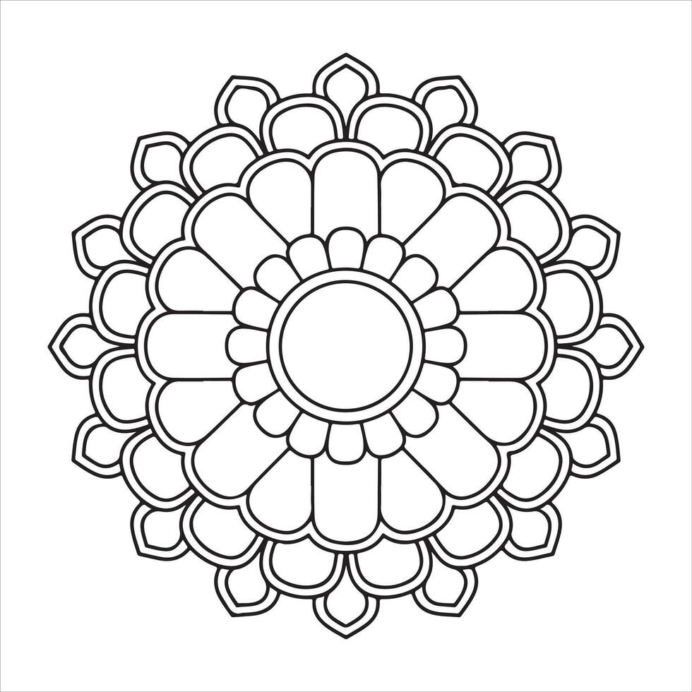 Simple mandala pattern stunning hand-drawn design for relaxing coloring vector