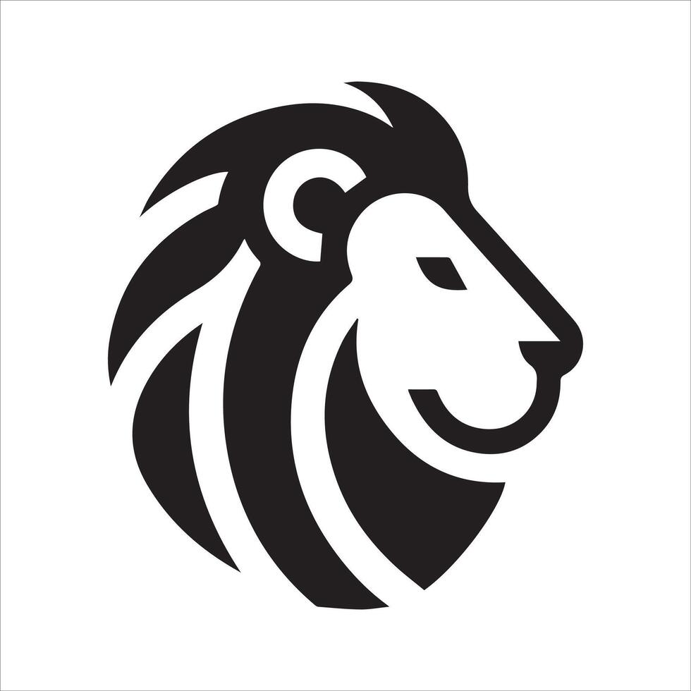 Lion head logo design icon symbol silhouette art vector