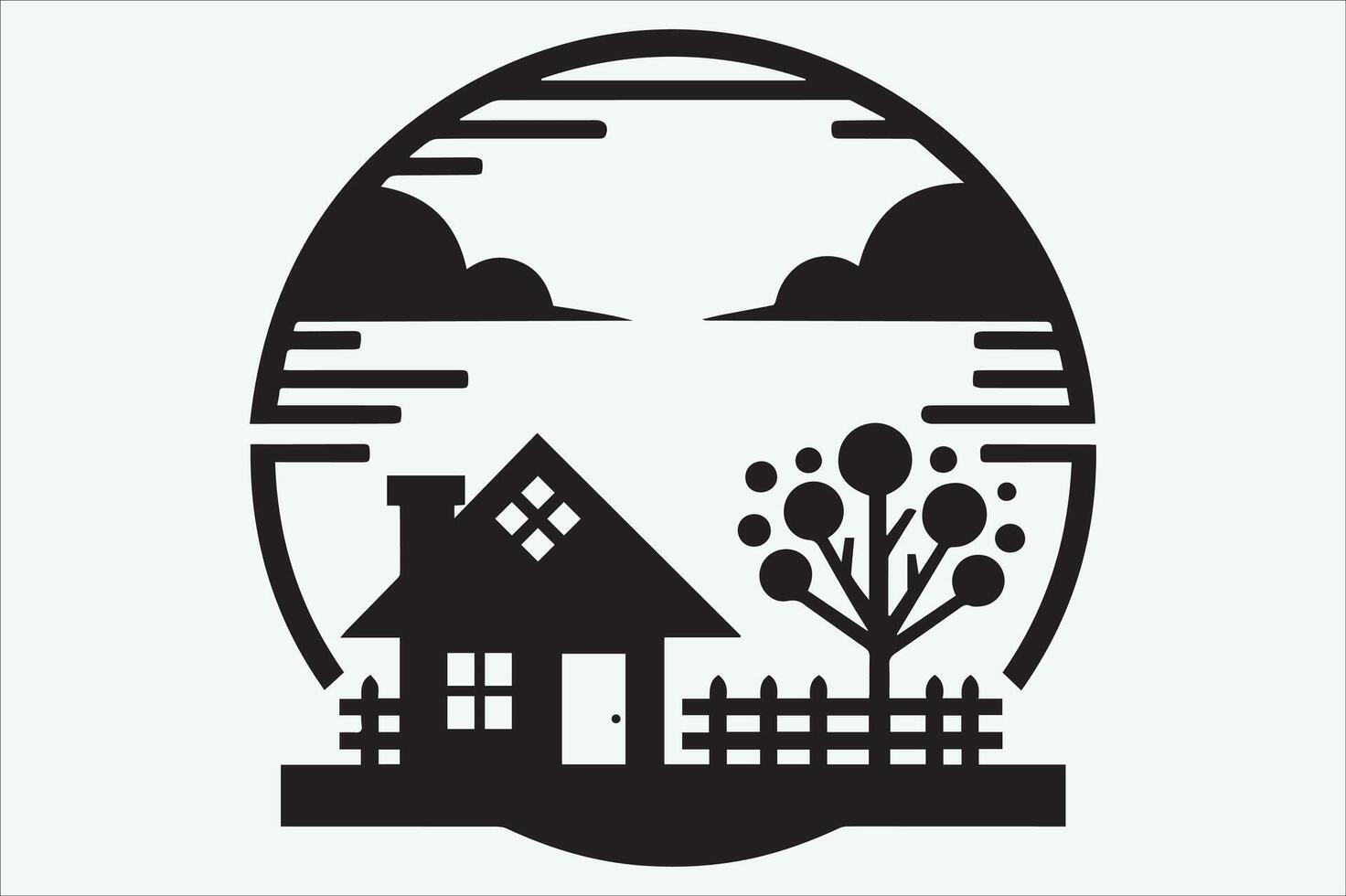 A black and white house quit a natural icon illustration vector