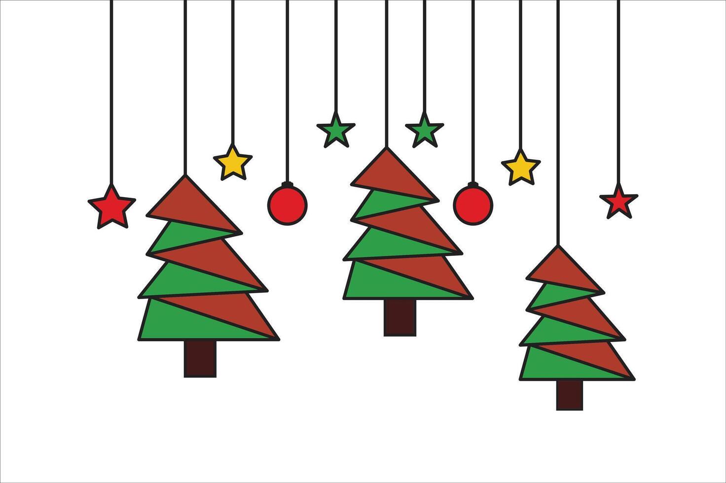 Festive Christmas tree garland illustration vector