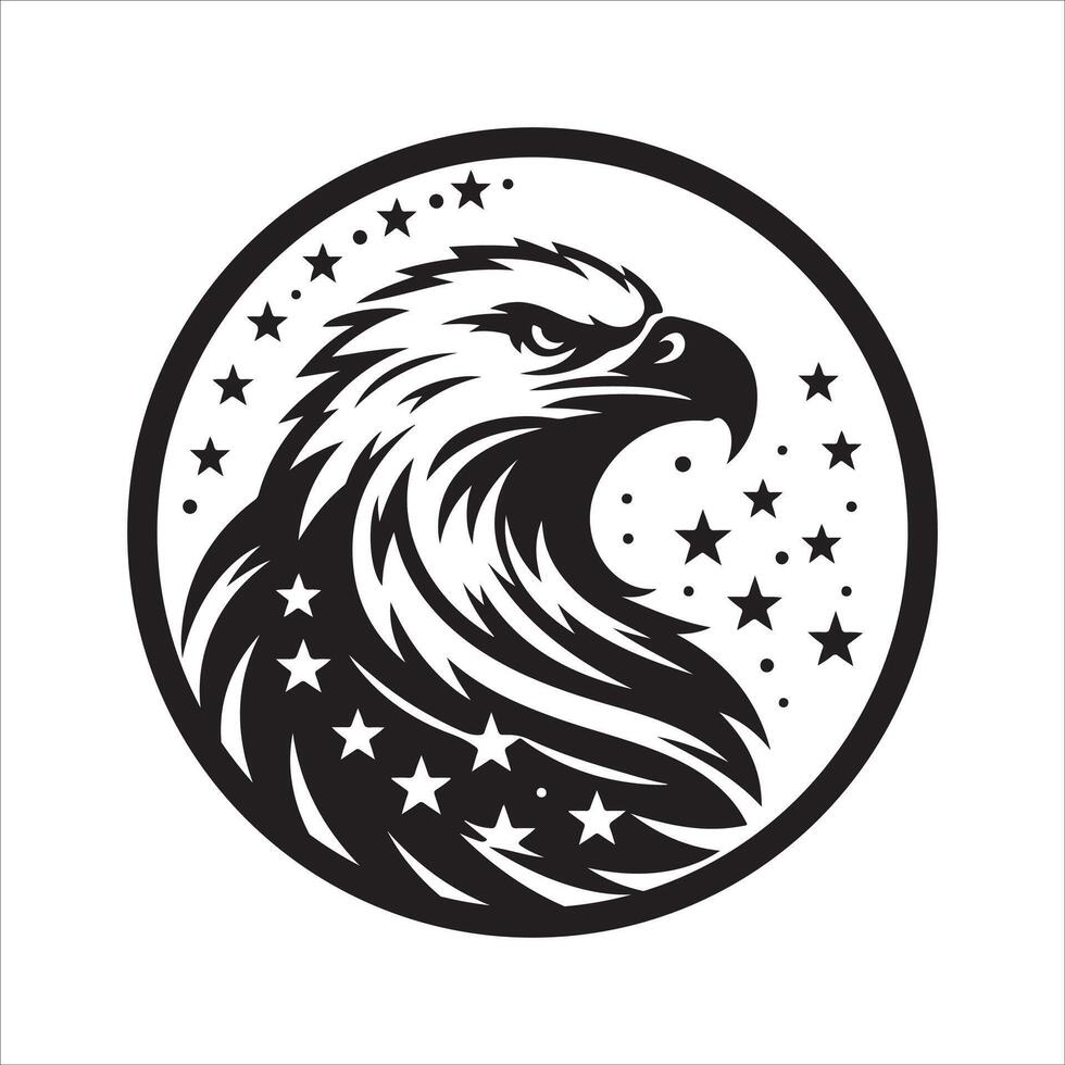 Eagle Head in Circular Frame Professional Silhouette vector