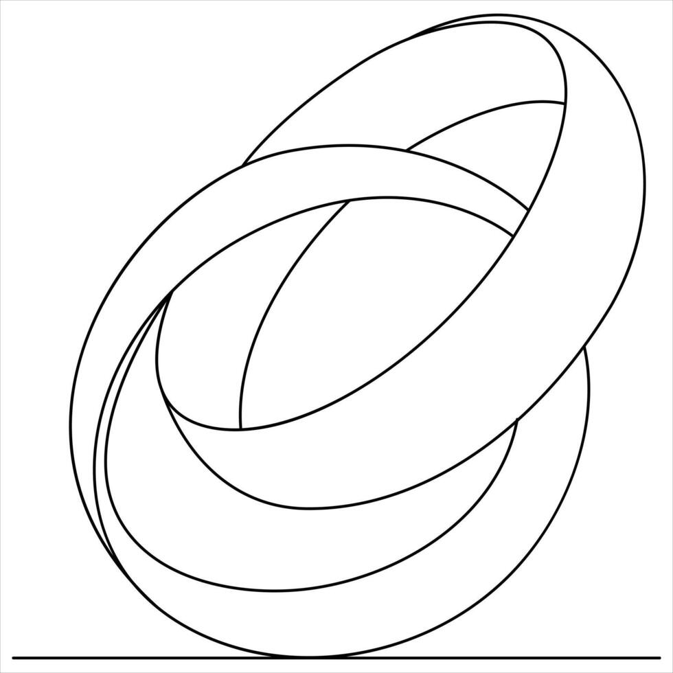 Continuous single line drawing of wedding rings romantic elegance concept and love marriage invitation outline design illustration vector