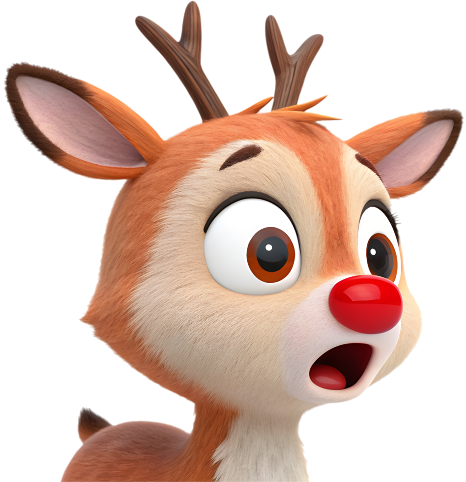 Smiles and joy with cute Rudolph the Red-Nosed Reindeer. . png