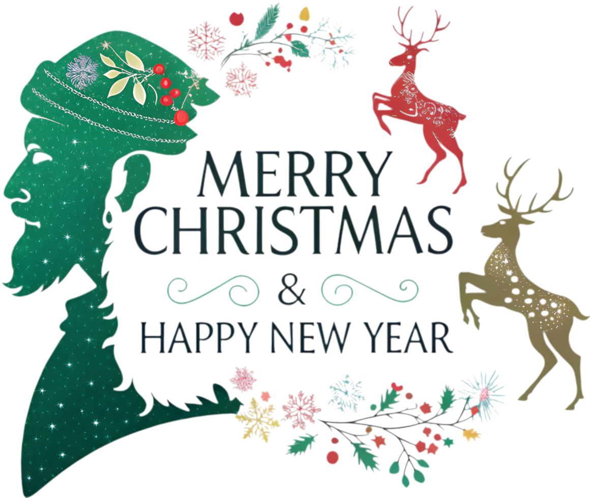 Merry Christmas and Happy New Year with festive Santa. . png