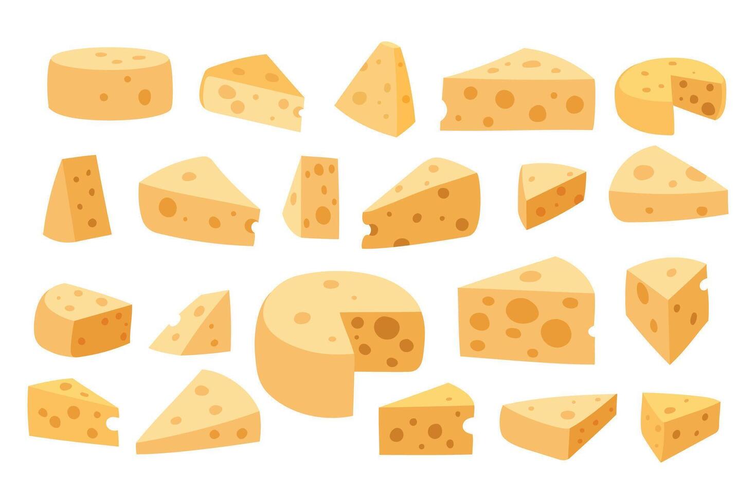 cheese slices set, illustration isolated on white background vector