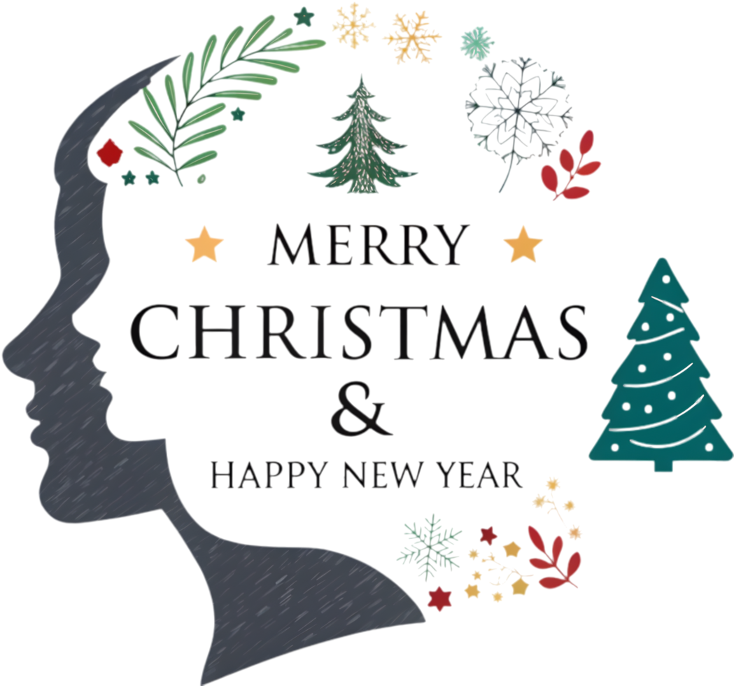 Merry Christmas and Happy New Year with Christmas tree joy. . png