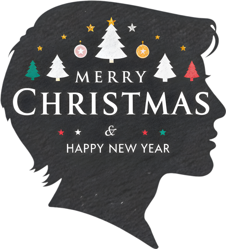 Merry Christmas and Happy New Year with Christmas tree decorations. . png