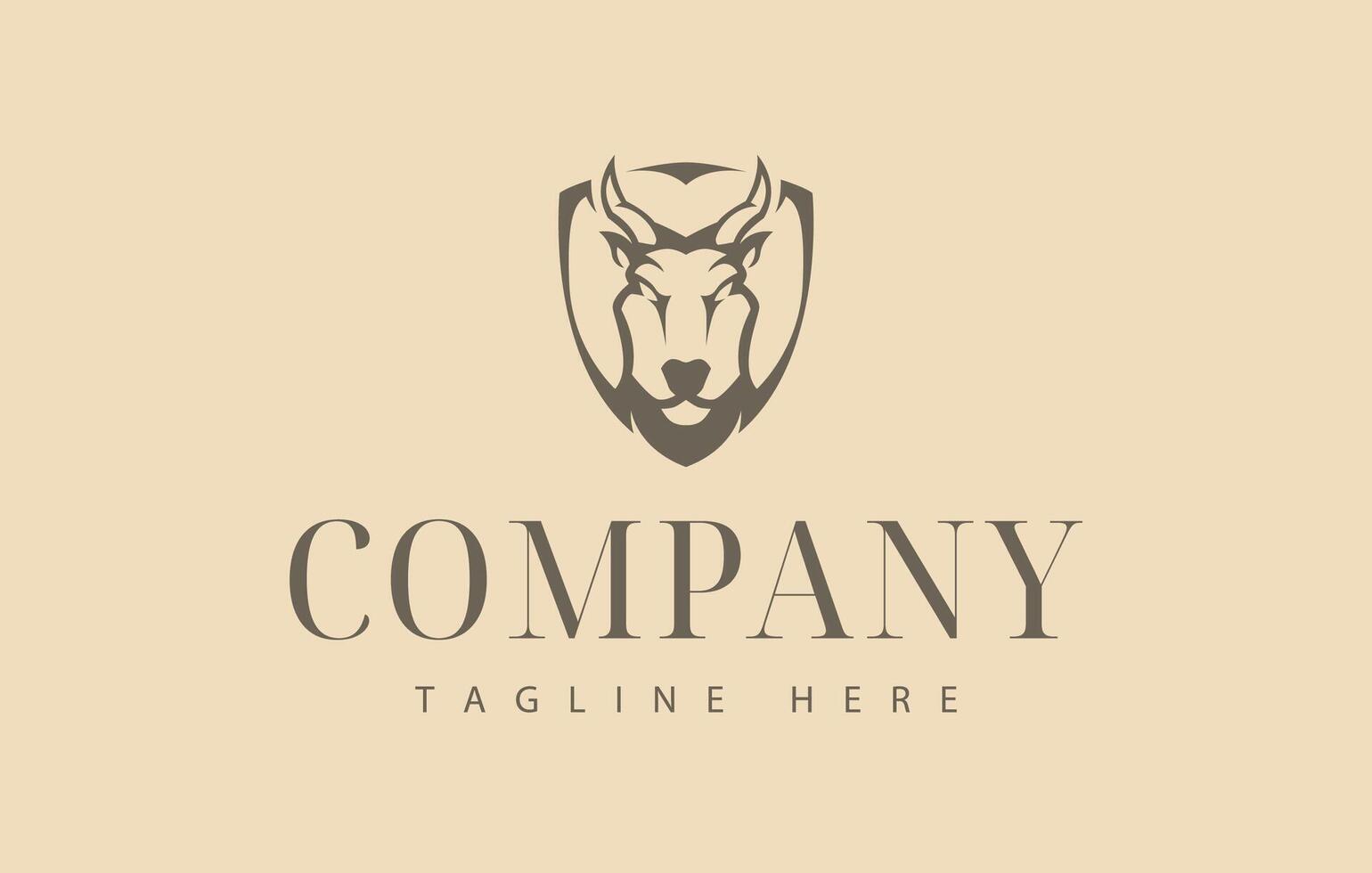 Goat Face Shield Head Logo Design Template vector