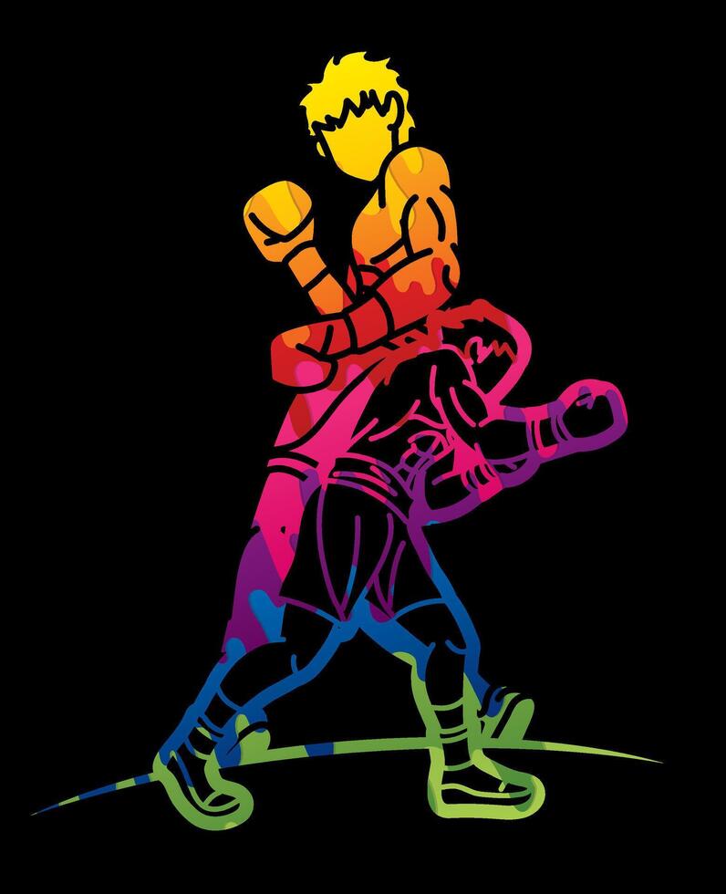 Graffiti Boxing Sport Boxer Fighting Mix Action Cartoon Graphic vector