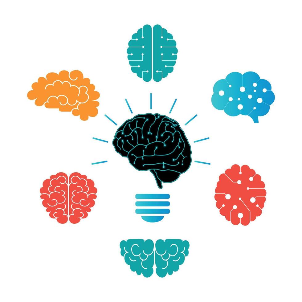 Creative human brain illustration and Infographic with 7 unique design vector