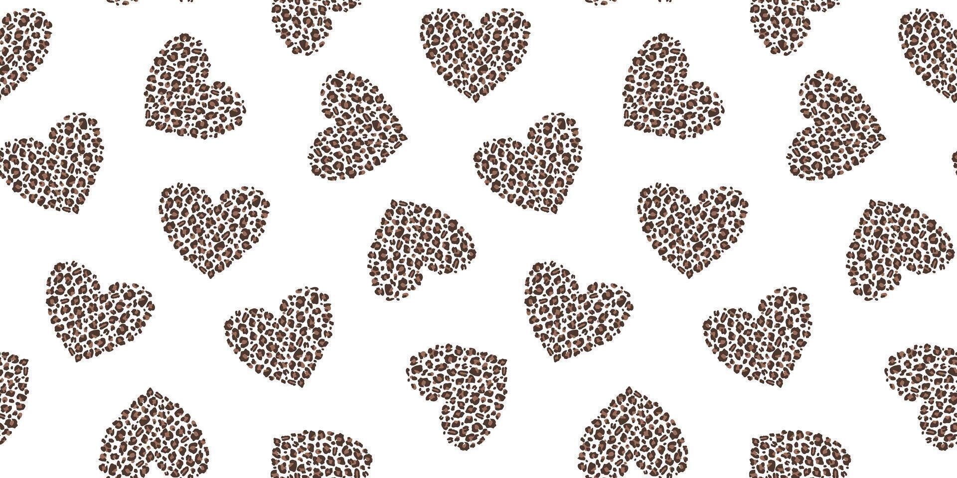 Seamless pattern with leopard fur hearts. Abstract animal print. vector