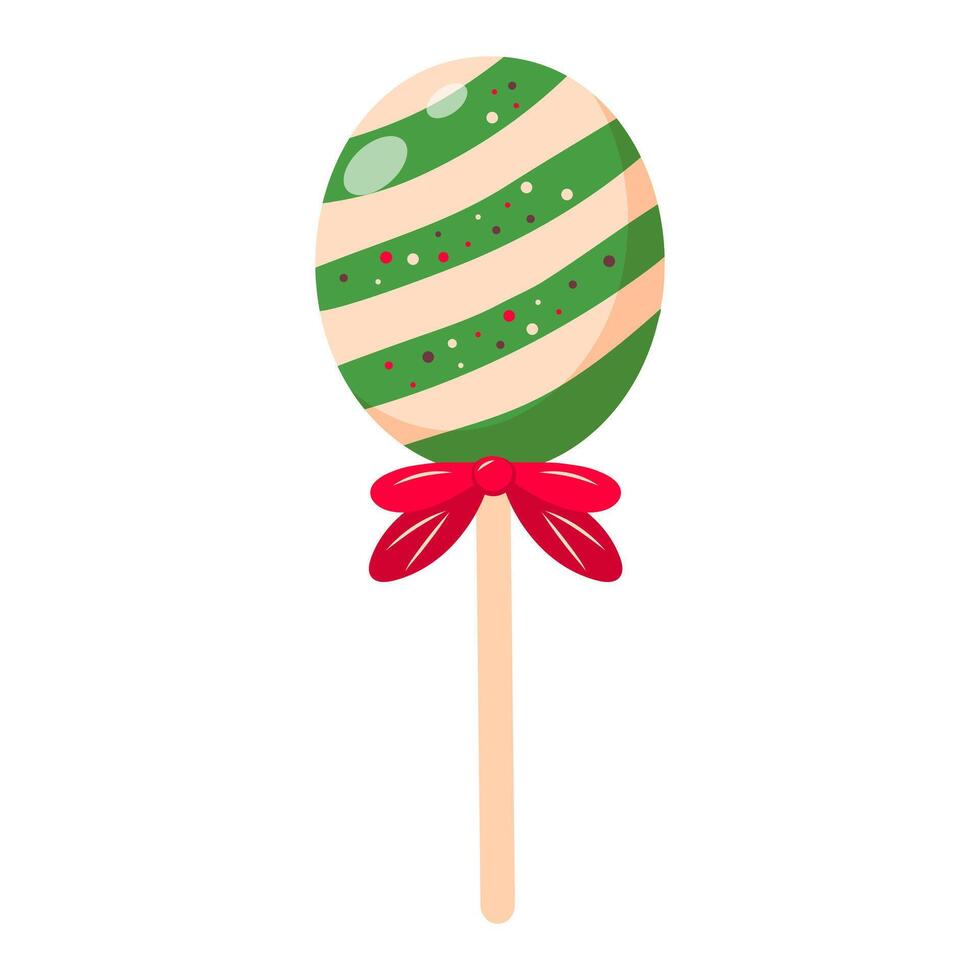 Christmas lollipop with bow isolated on white background. vector
