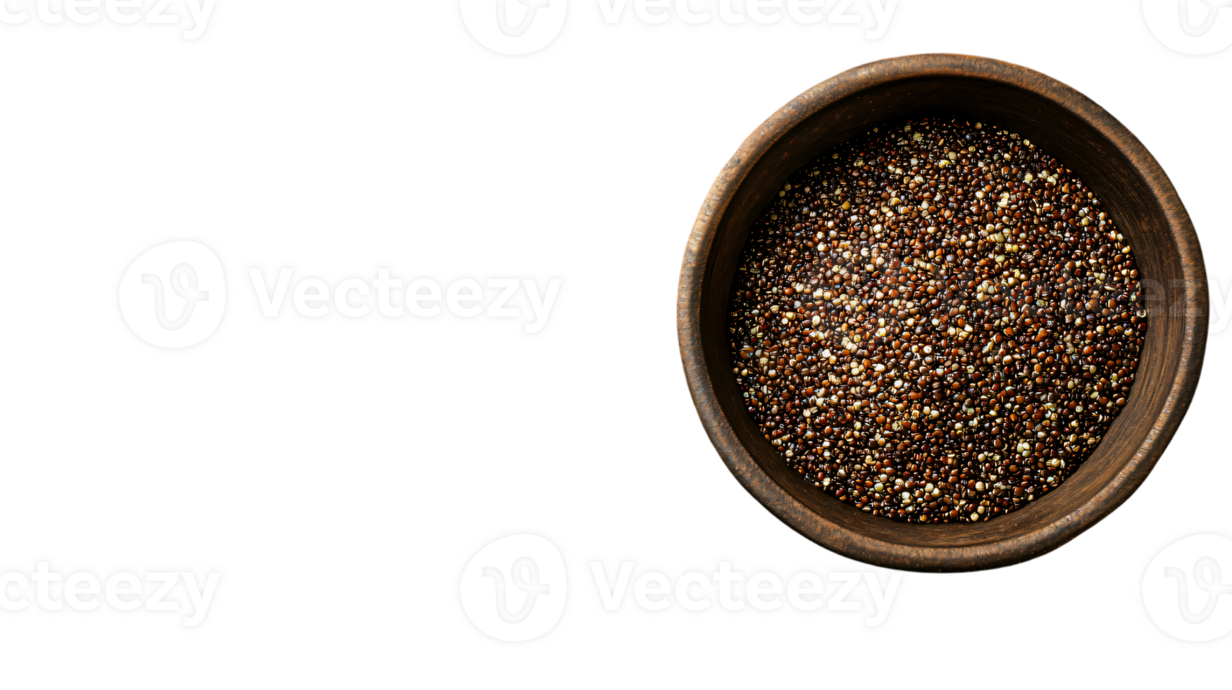 Healthy quinoa seeds in bowl top view transparent background food photography png