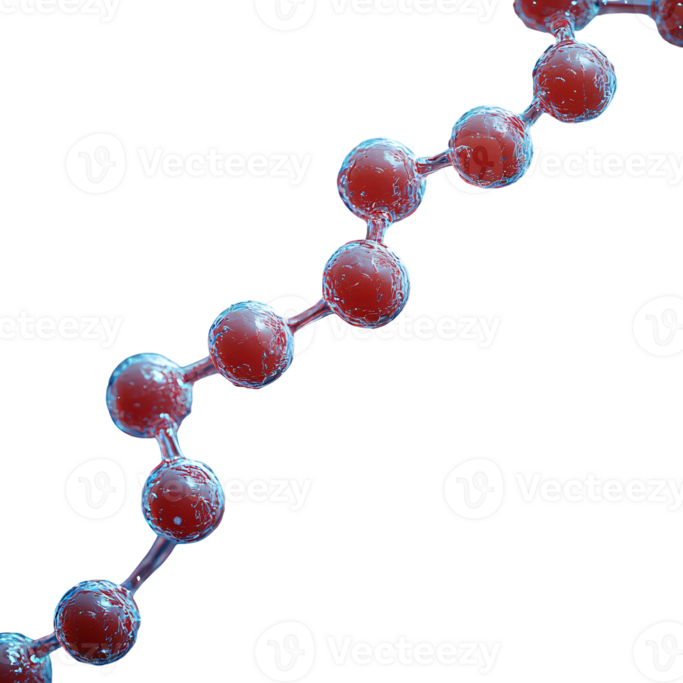 Molecular Structure Red and Blue Atoms Science Research 3D Render png