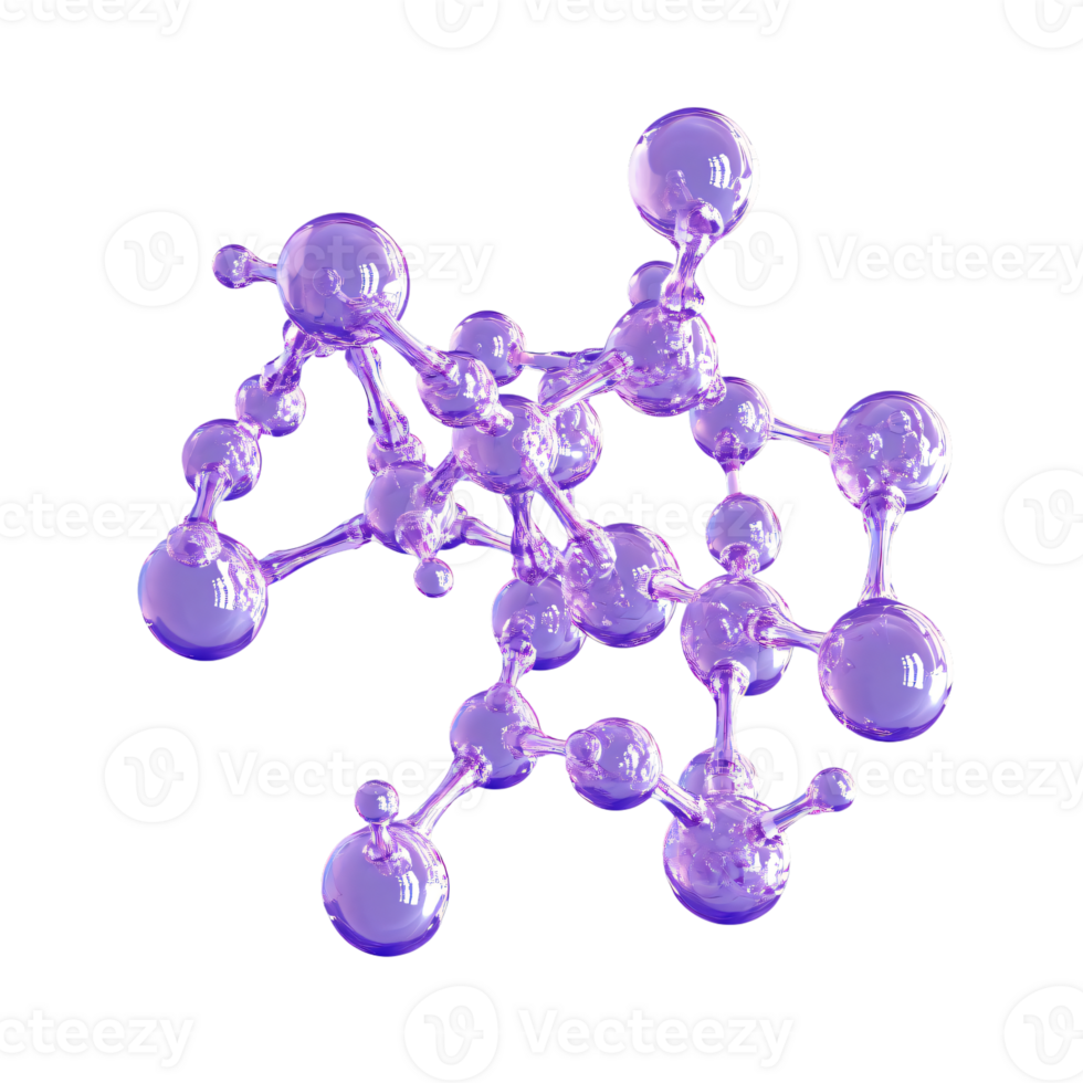 Abstract Purple Molecular Structure Science Technology 3D Render png