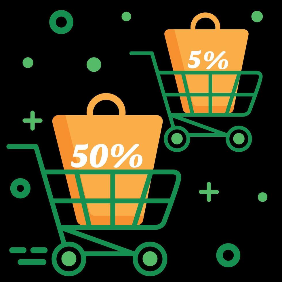 Shopping Discounts with Trolley Bags vector