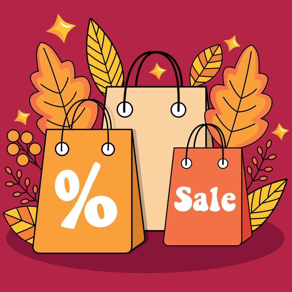 Autumn Sale Shopping Bags Illustration vector