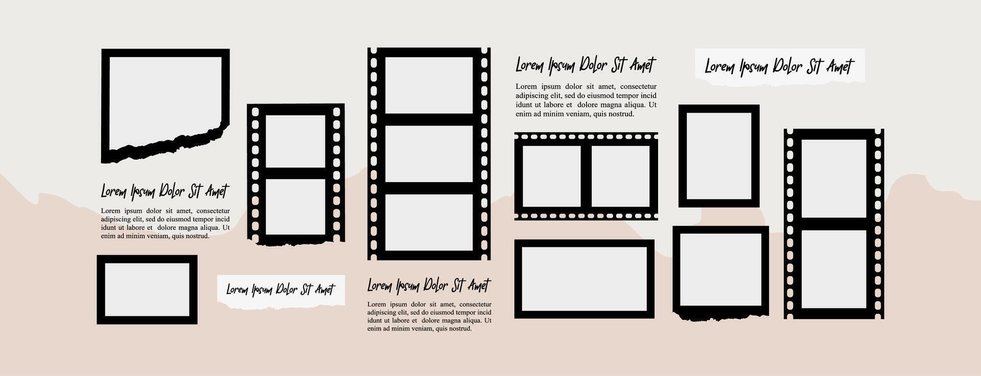 Picture collage and digital photo wall template vector