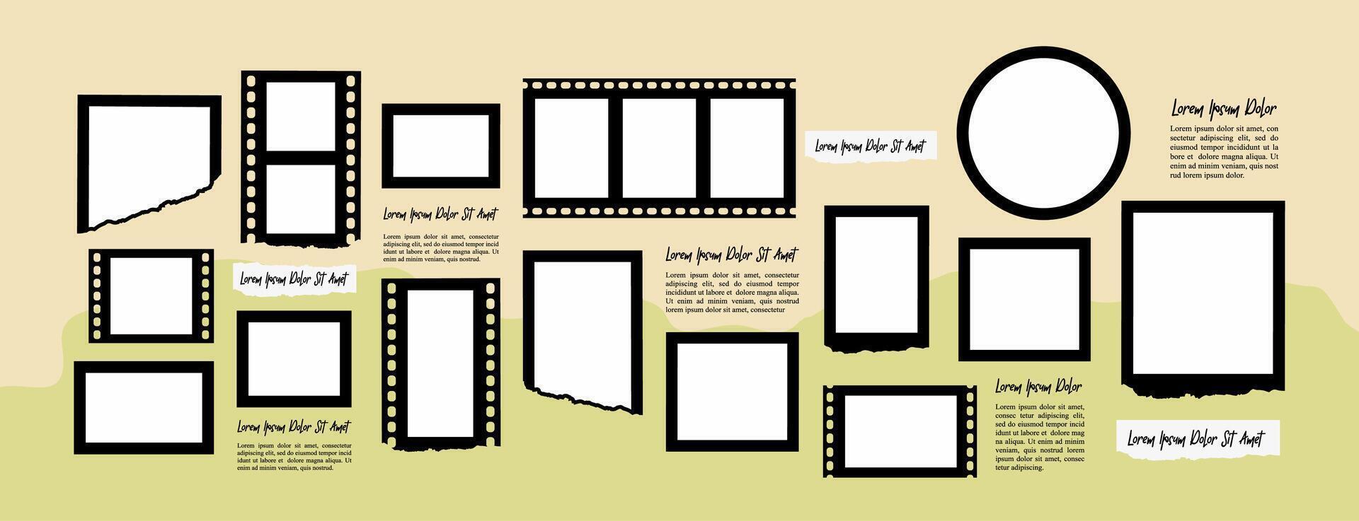 Picture Collage grid photo effect template vector