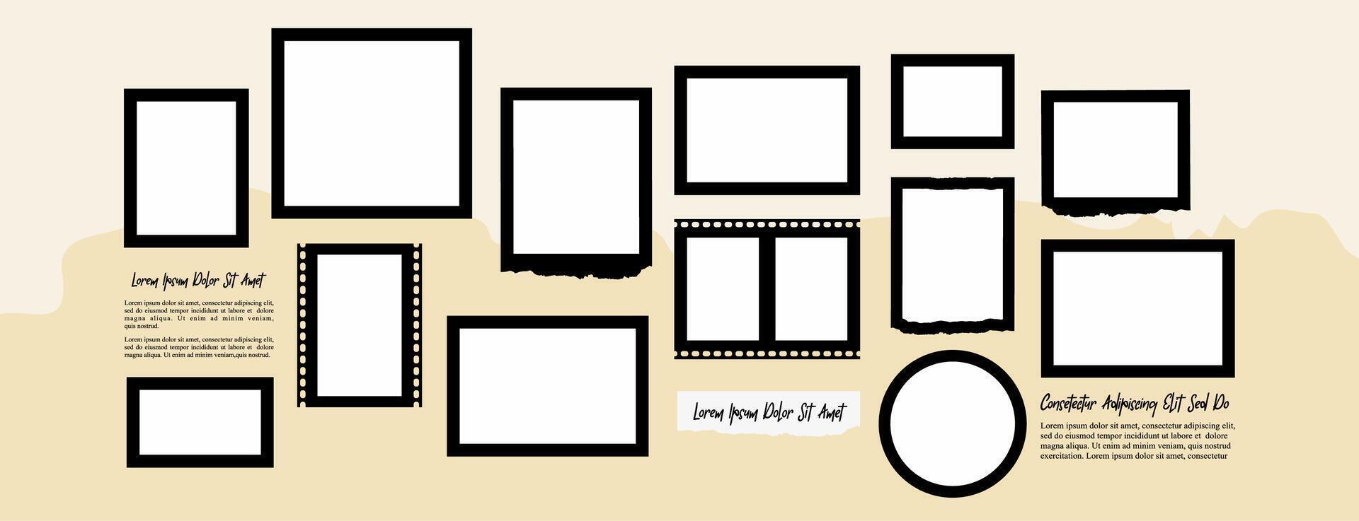 Collage grid photo effect vector