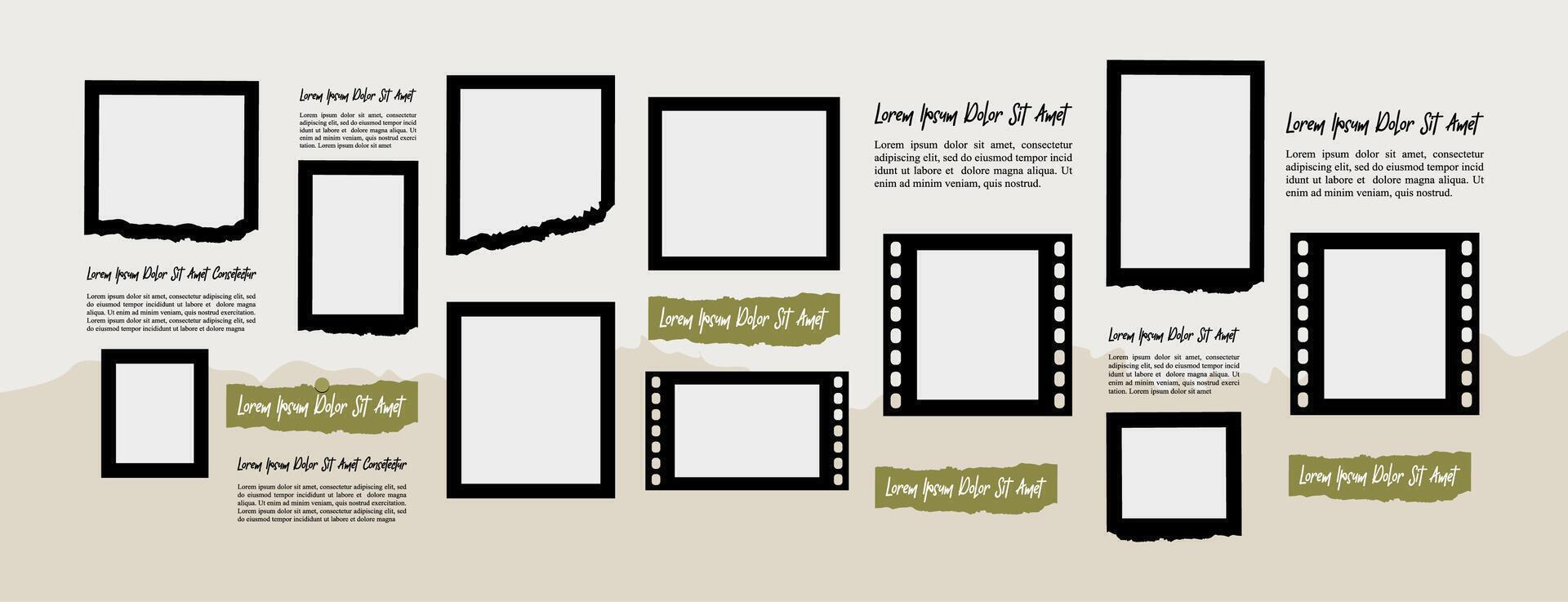 grid digital photo wall template vector
