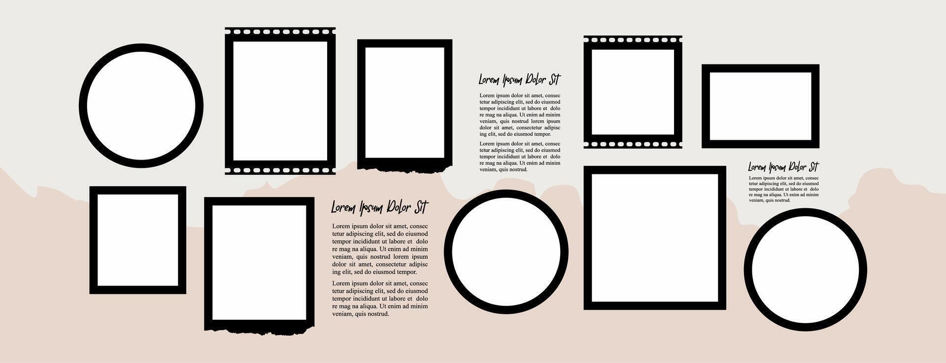 photos frame collage and digital photo wall vector