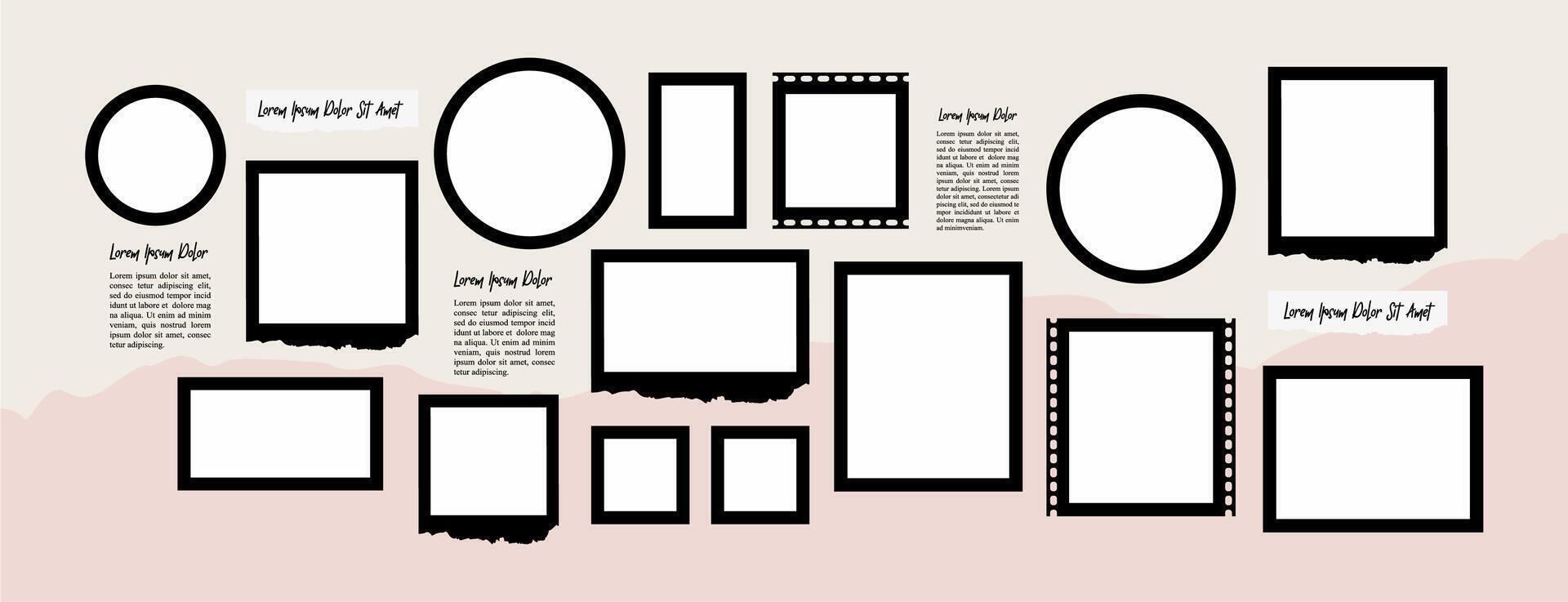 digital photo wall picture collage template vector