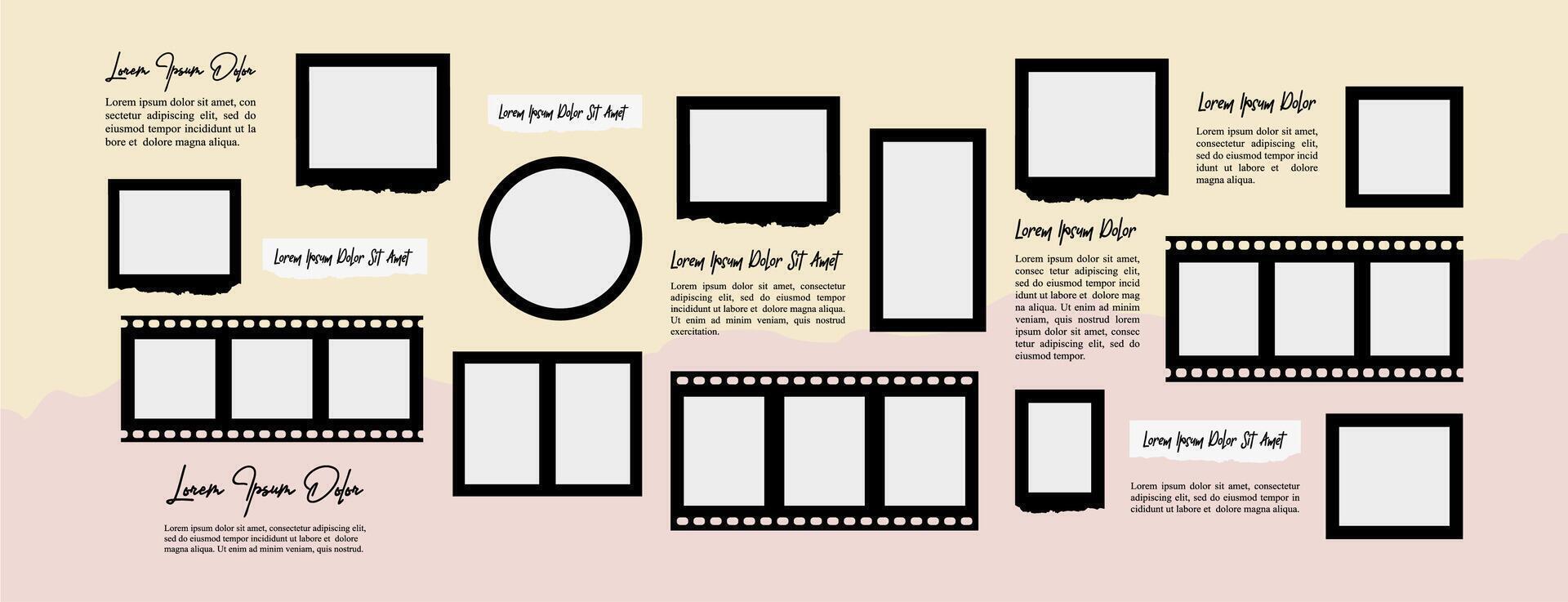 Blank collage frame template for photos and images vector