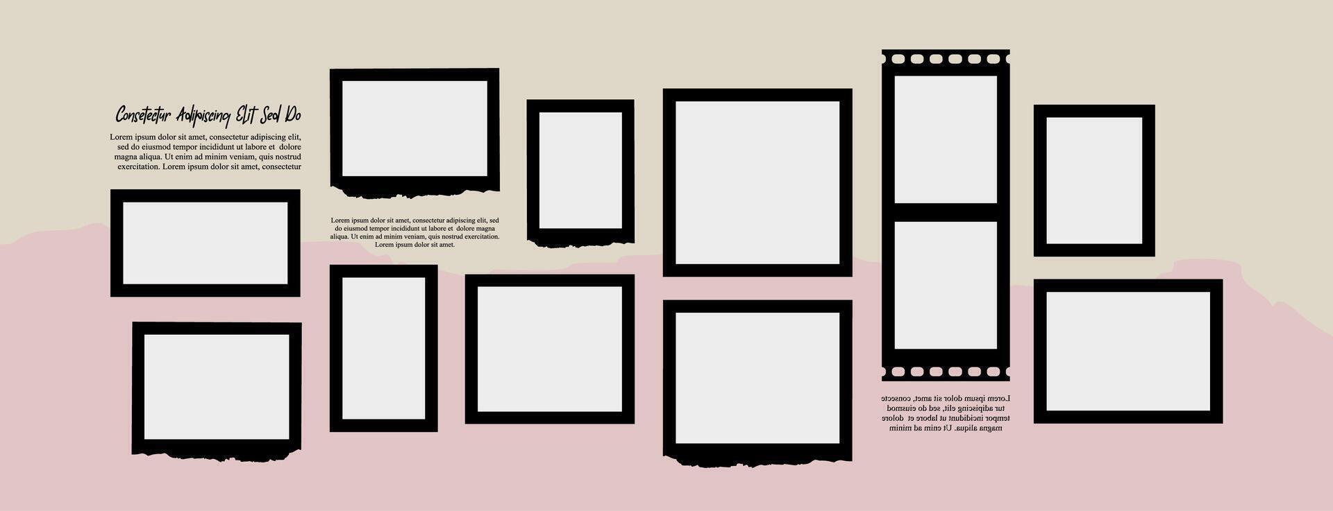 abstract photo frames and digital photo wall template vector
