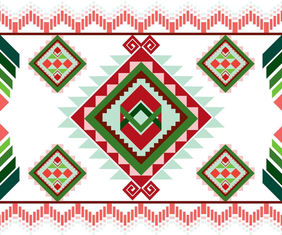 Geometric pattern featuring red, green, and turquoise shapes, creating vibrant design vector
