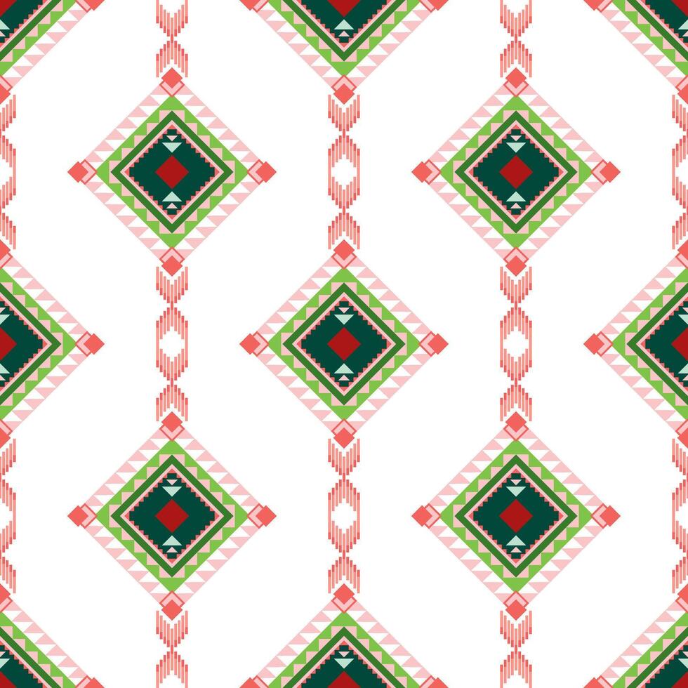 Geometric pattern featuring red and green diamonds on transparency background, creating vibrant and dynamic design vector