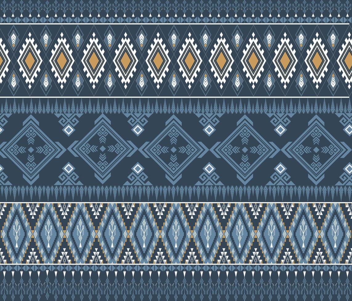 Geometric pattern in dark blue with intricate designs and golden accents vector