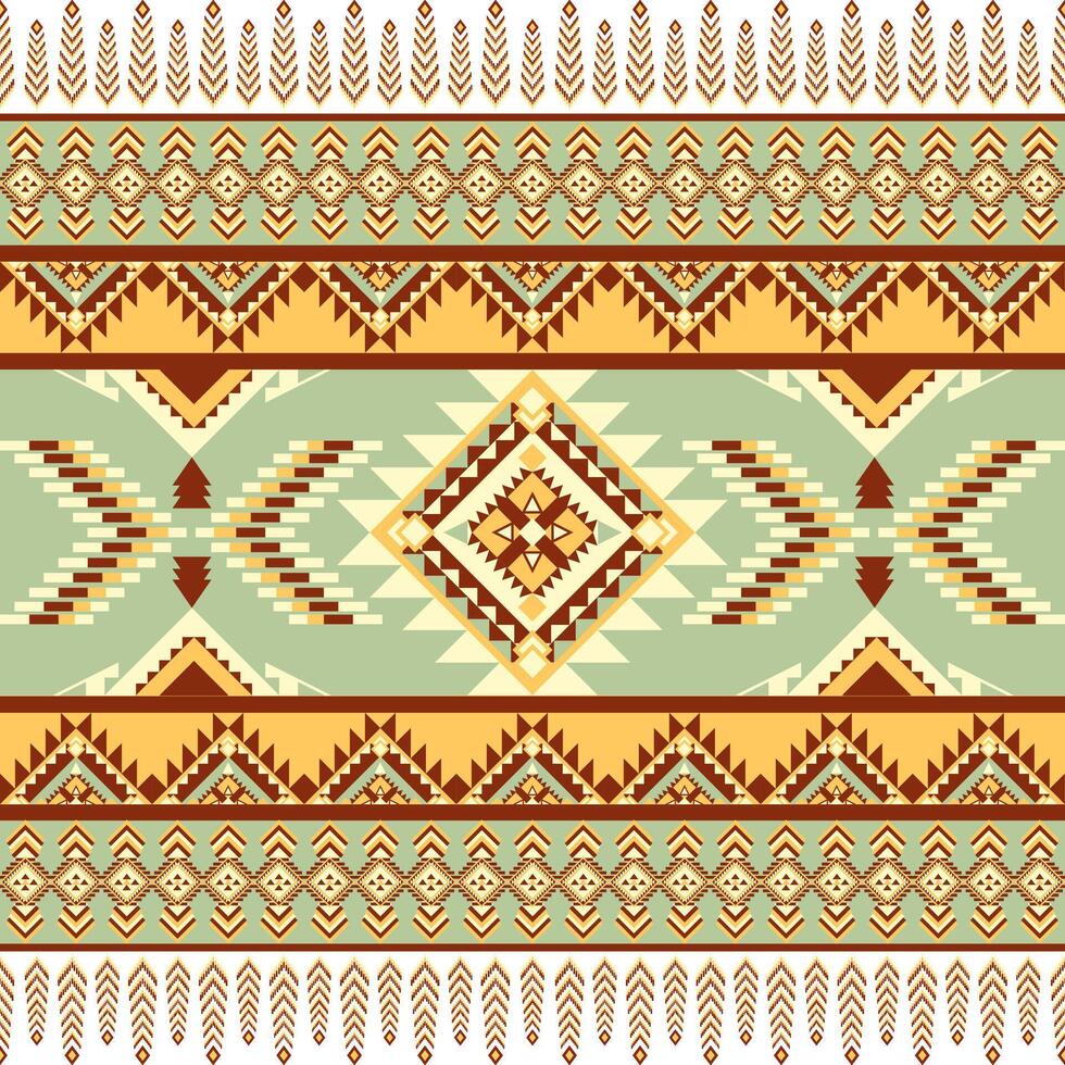 Geometric pattern with earthy tones and tribal motifs, featuring diamonds and arrows. This design is perfect for textiles or home decor vector