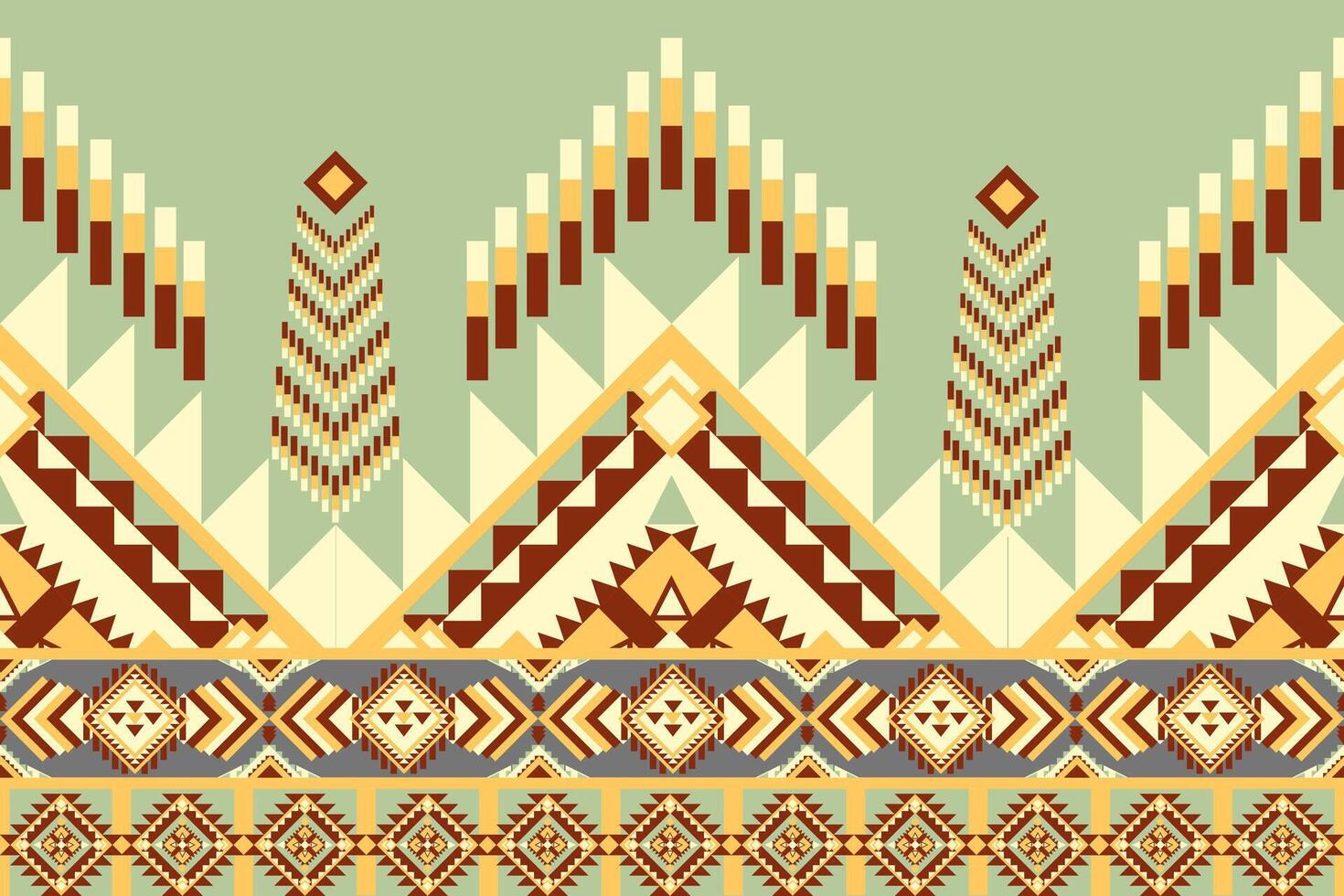 Geometric pattern design featuring vibrant colors and intricate shapes, ideal for textiles or wallpapers. design showcases blend of triangles, diamonds, and lines, creating visually striking effect vector