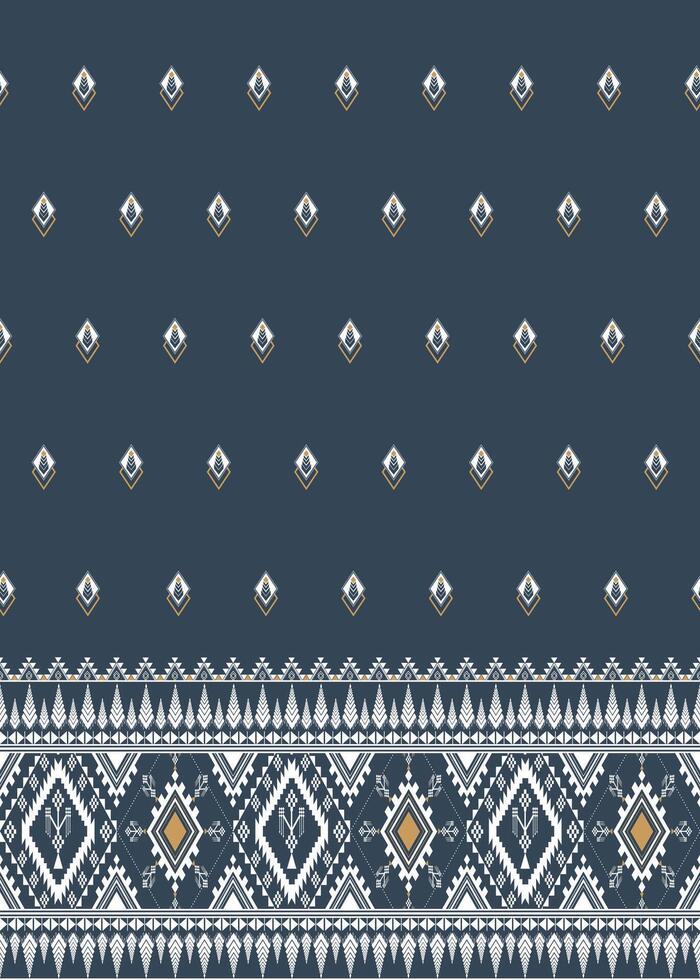 Elegant geometric pattern in dark blue with white and gold accents, perfect for textiles or wallpapers vector