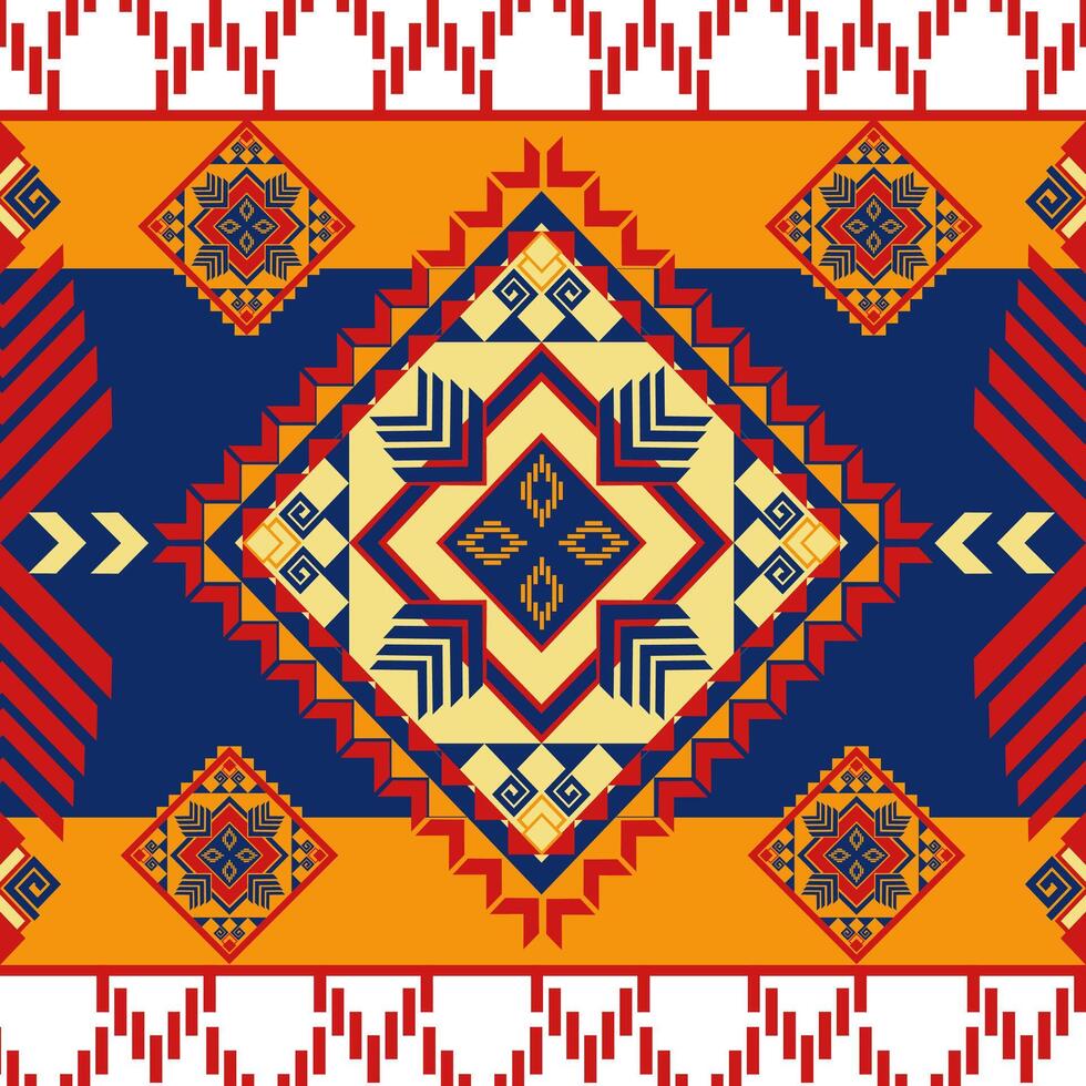 Colorful geometric pattern with vibrant colors and intricate designs. Ideal for textiles or backgrounds vector