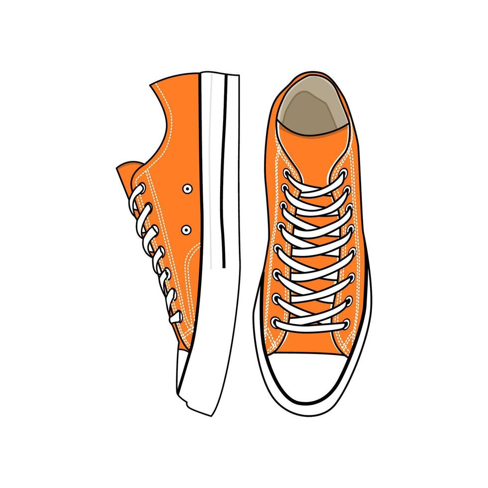 Orange sneakers, illustration on white background vector
