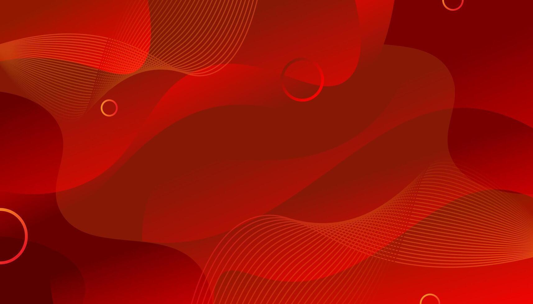 Wavy background in red color with geometric shapes vector